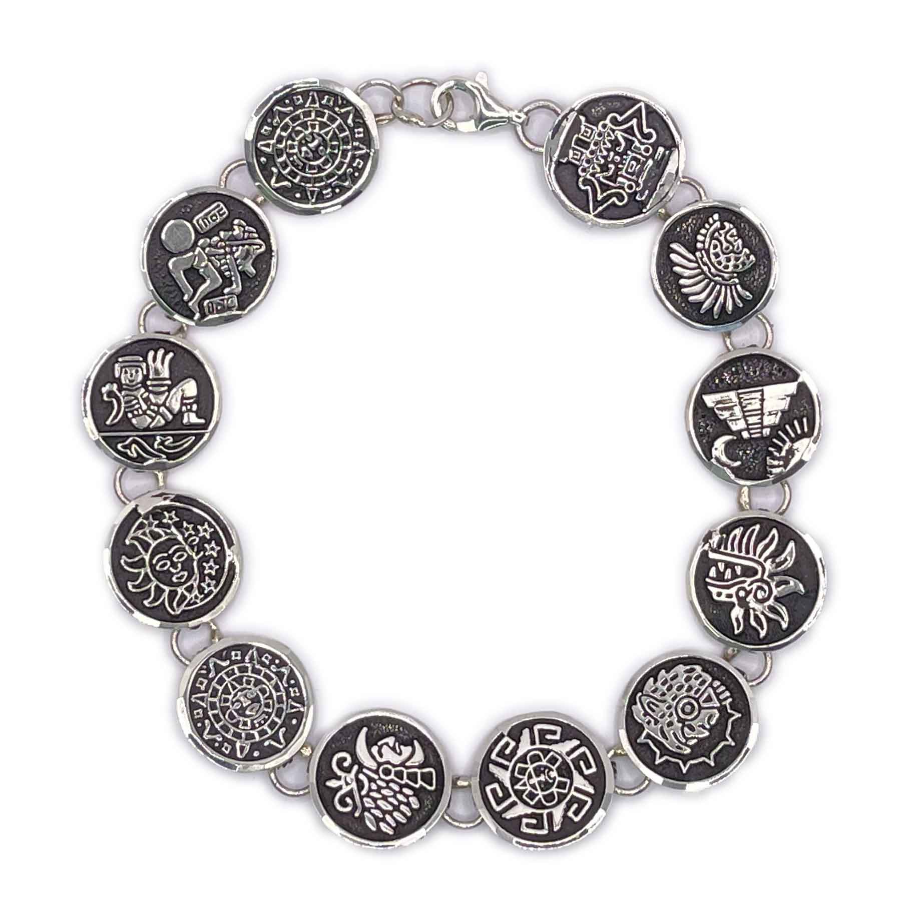 Pre-hispanic Symbols Silver Bracelet