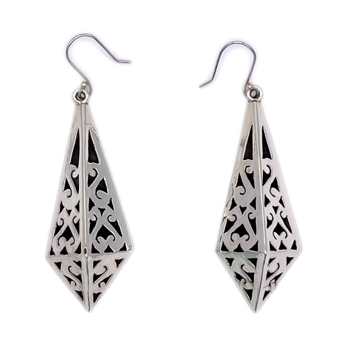 Openwork Rhombus Silver Earrings