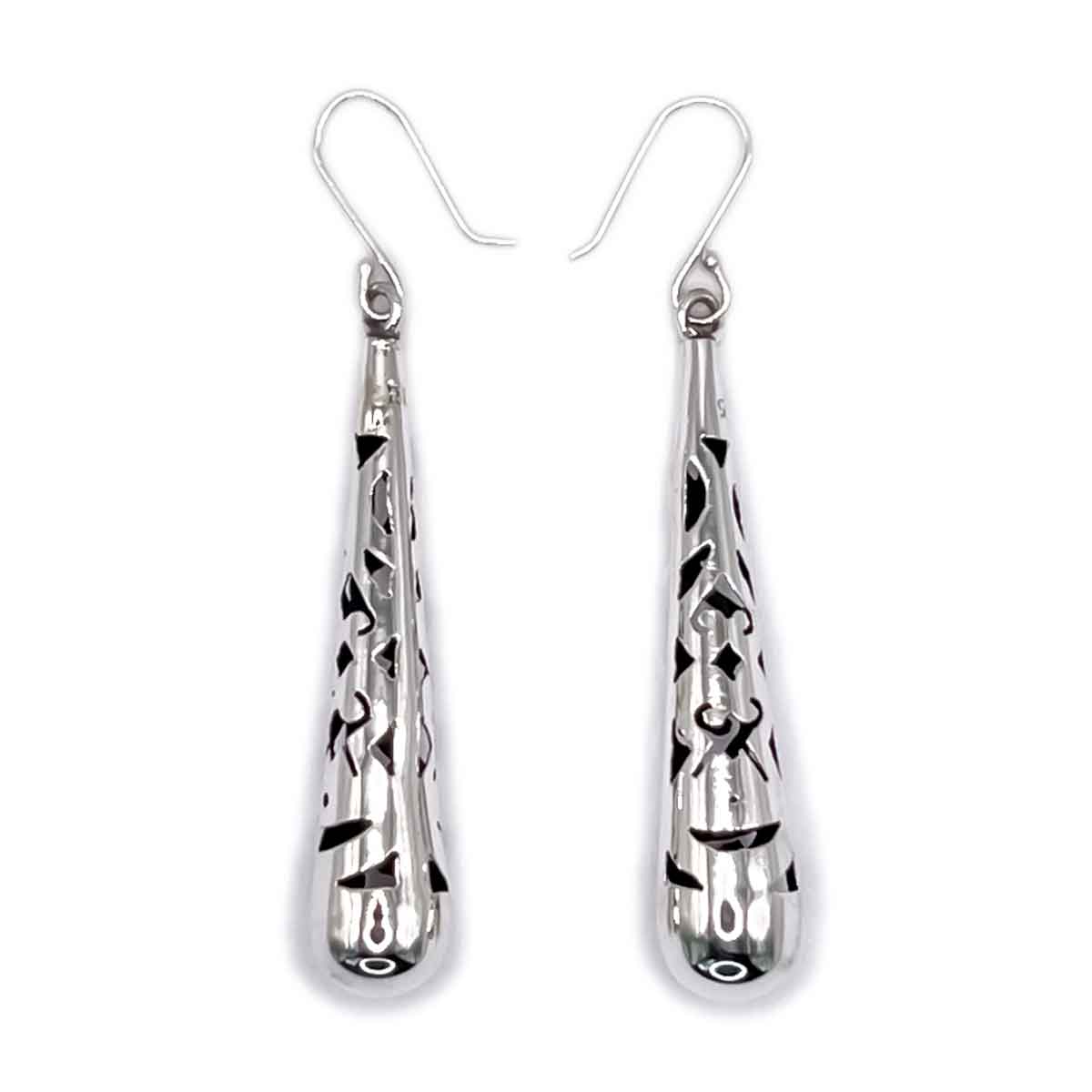 Openwork Silver Teardrop Earrings