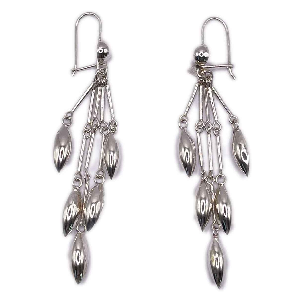 Hollow Multi Drop Fringe Silver Earrings