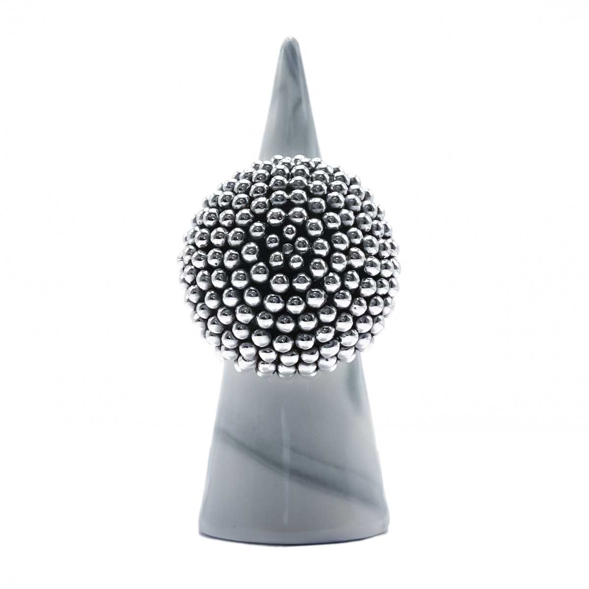 Beaded Sphere Silver Ring