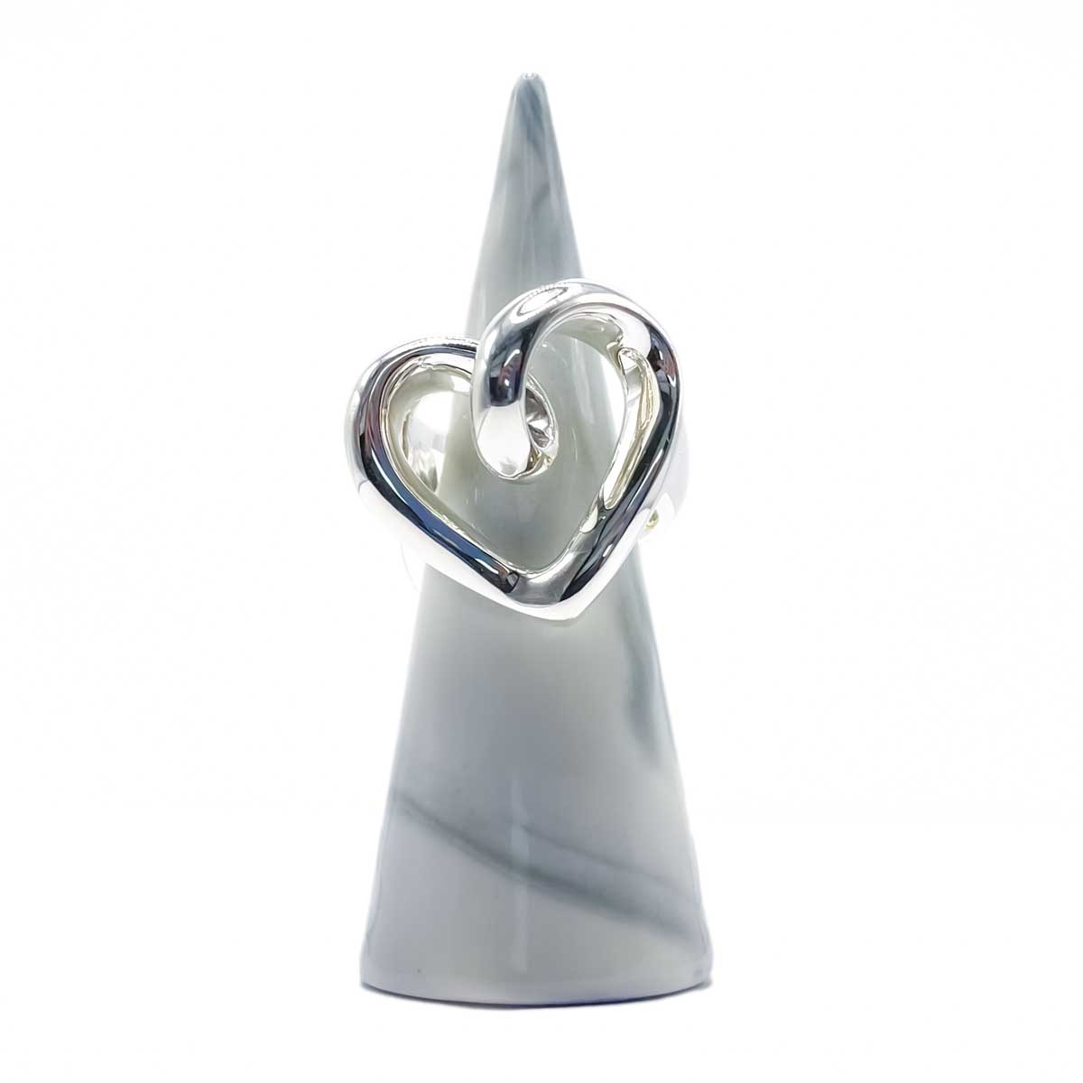 Twisted Open Heart Silver Ring